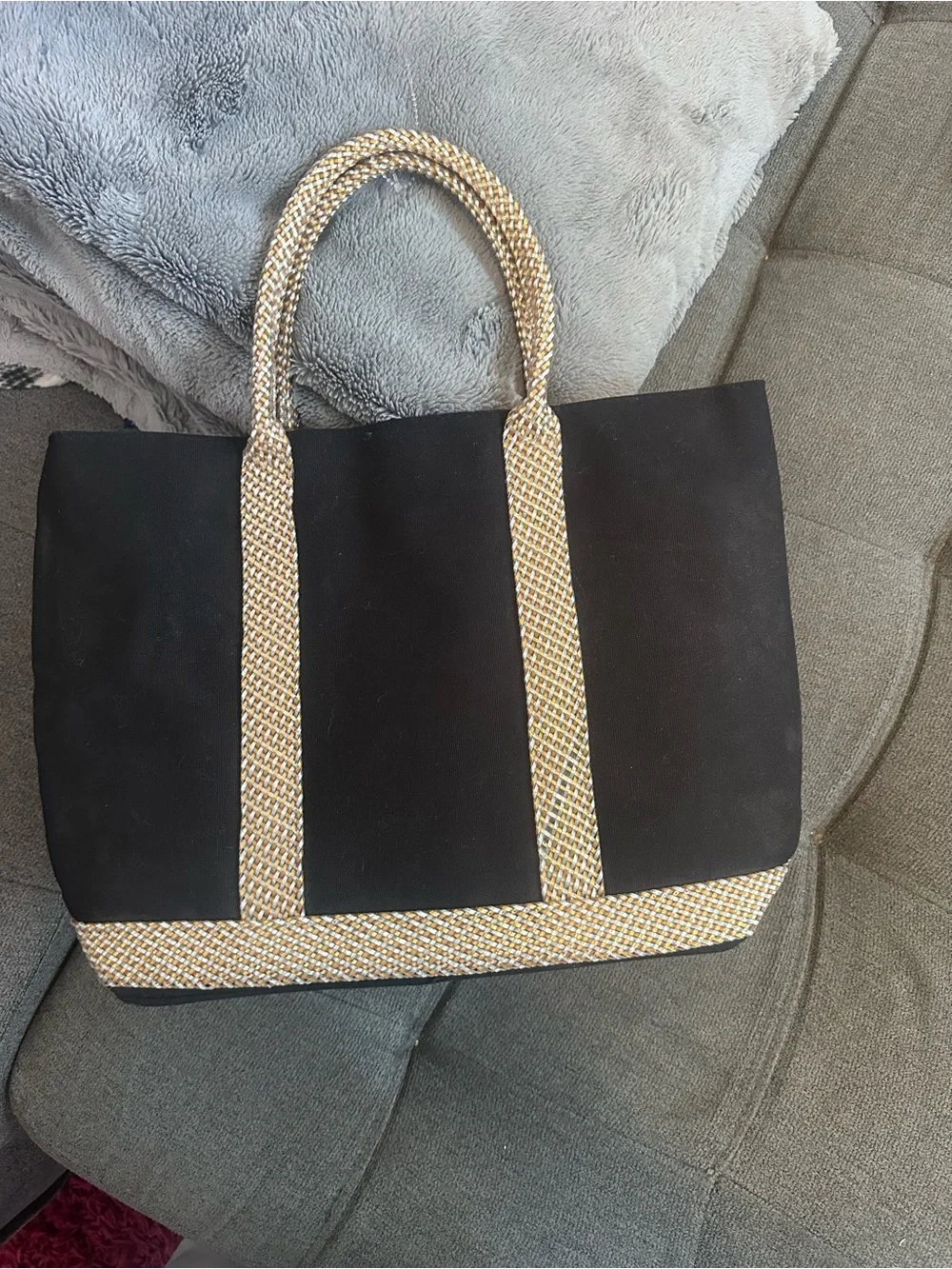 Victoria's Secret Black Tote with Gold-Trim Handles